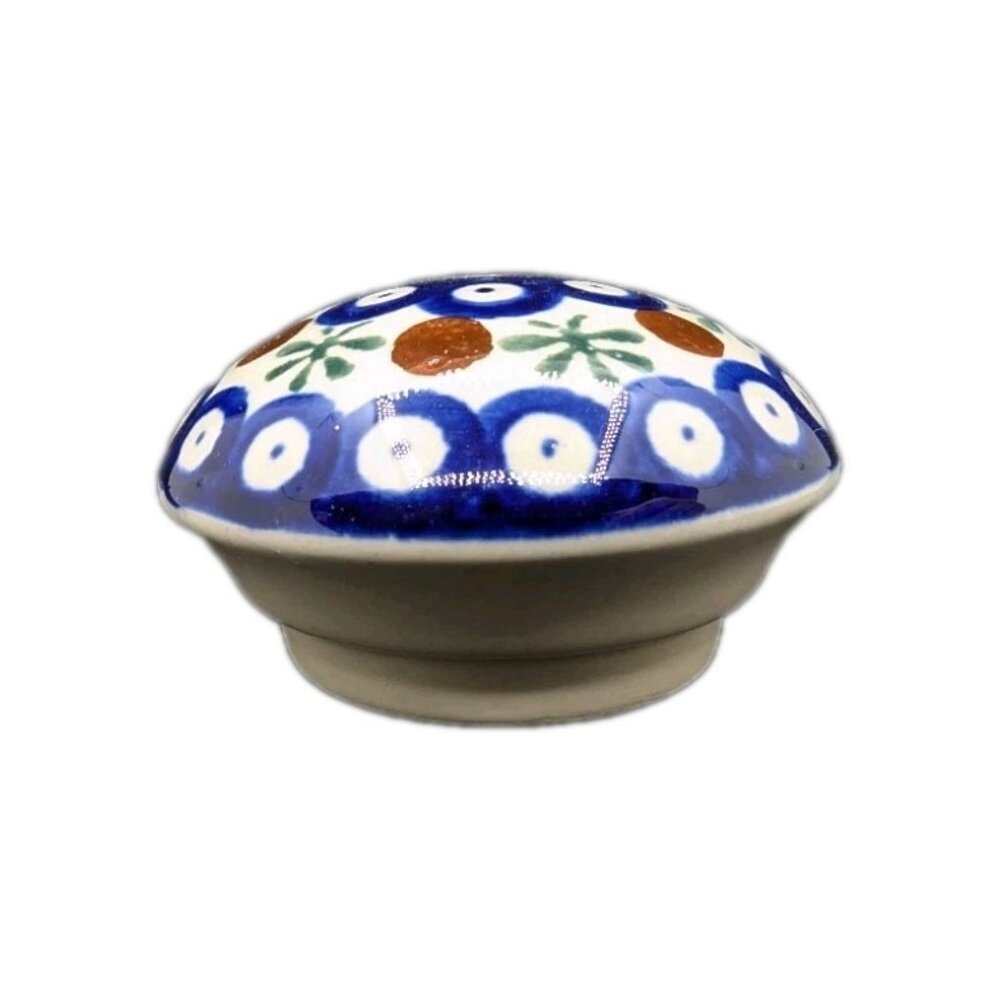 Replacememt lid Polish Pottery Boleslawiec Vase Peacock Pattern unmarked